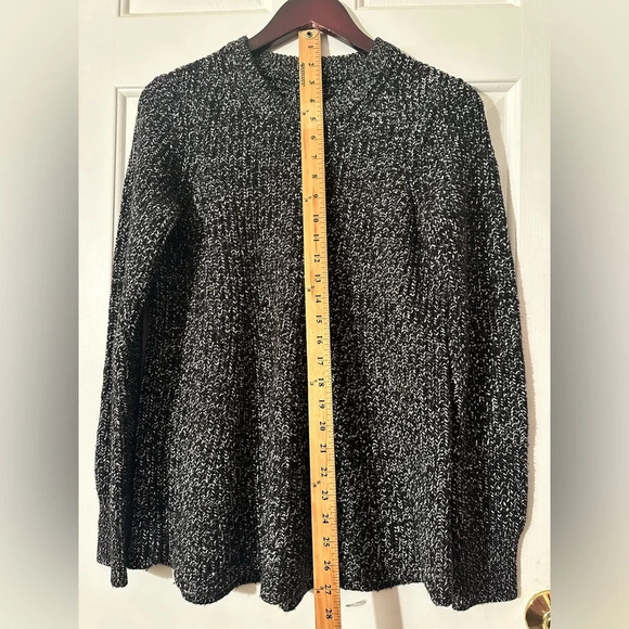 ATHLETA Wool Blend Sierra Crew Neck Sweater Black Marl SMALL Chunky Knit Speckle - Picture 9 of 11